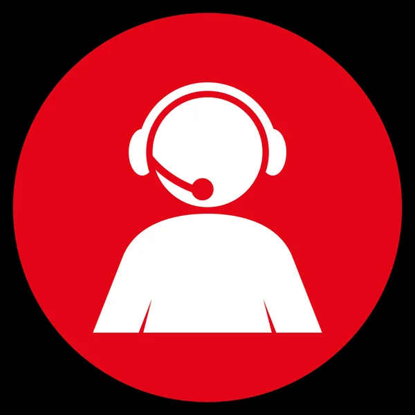 Call Center Operator platte ronde Vector Icon — Stockvector