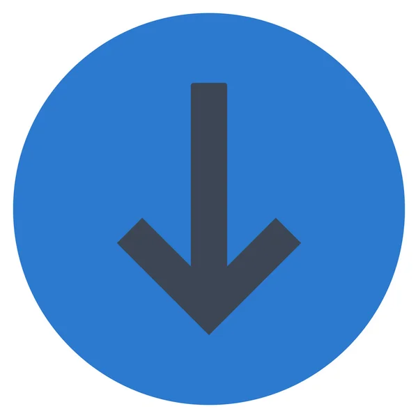 Giù freccia piatto rotonda icona vettoriale — Vettoriale Stock