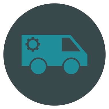 Hizmet araba düz yuvarlak vektör simgesi