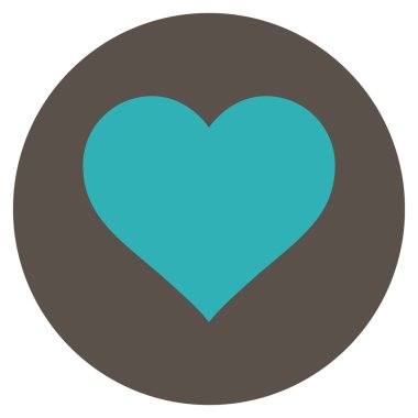 Aşk kalp düz yuvarlak vektör simgesi