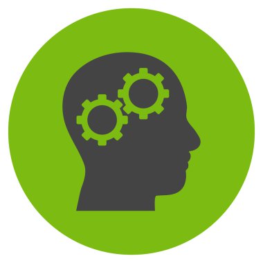 Beyin vites düz yuvarlak vektör simgesi