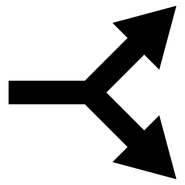 Gabelungspfeil rechts flaches Vektorsymbol — Stockvektor
