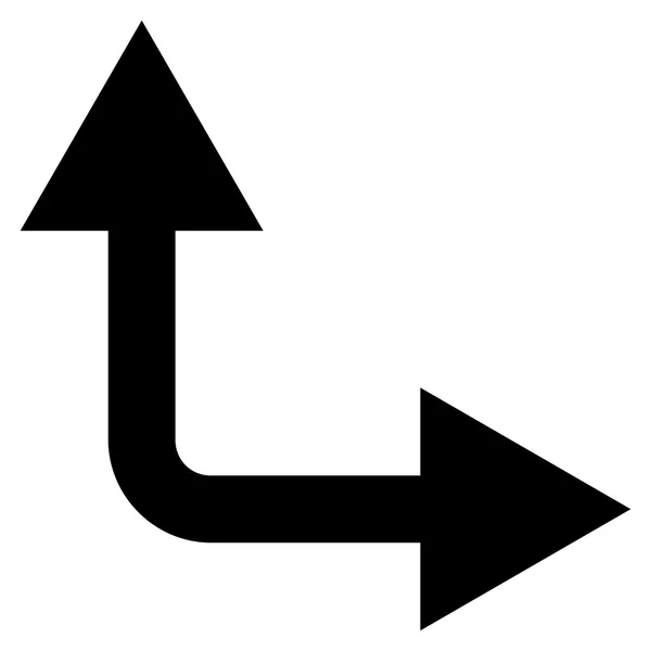 Flèche de bifurcation droit vers le haut Icône vectorielle plate — Image vectorielle