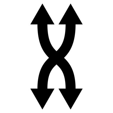 Shuffle okları dikey düz vektör simgesi