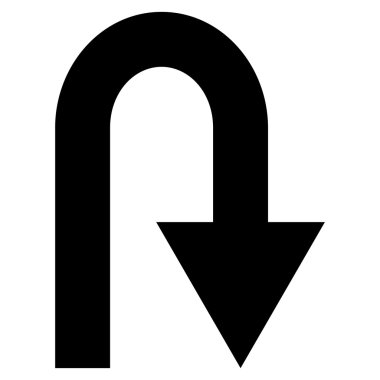 U dönüş düz vektör simgesi