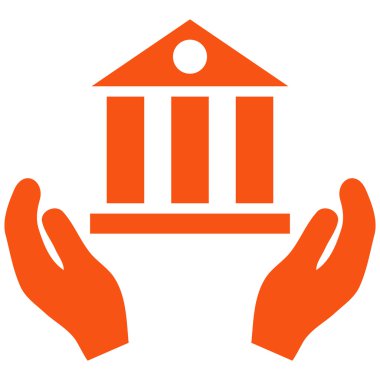 Banka hizmet düz vektör simgesi