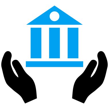 Banka hizmet düz vektör simgesi