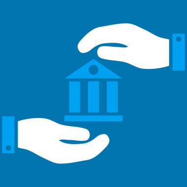 Banka hizmet düz vektör simgesi
