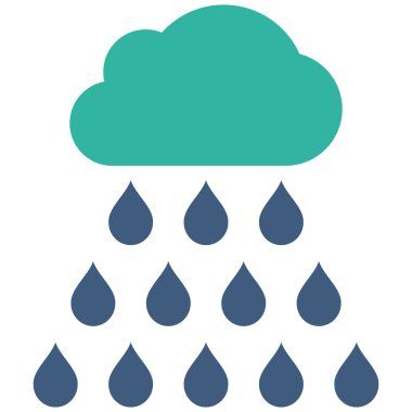 Yağmur bulutu düz vektör simgesi