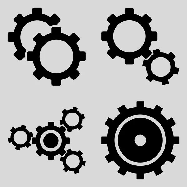 Gear Wheels Flat Vector Symbols — Stock Vector