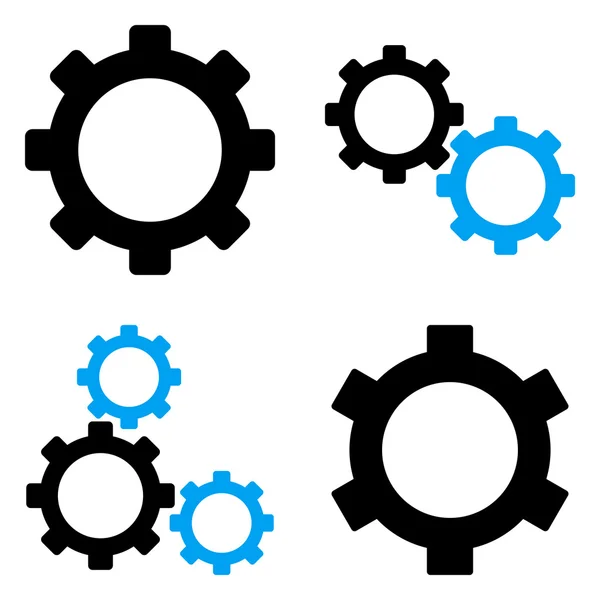 Engranajes Símbolos vectoriales planos — Archivo Imágenes Vectoriales