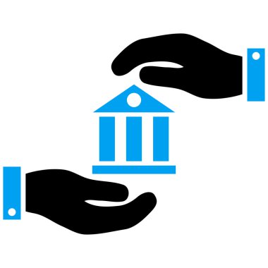 Banka hizmet düz vektör simgesi