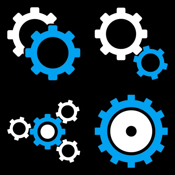 Ruedas de engranajes Símbolos vectoriales planos — Vector de stock