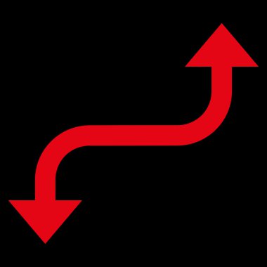 Tam tersi kavisli ok düz vektör simgesi