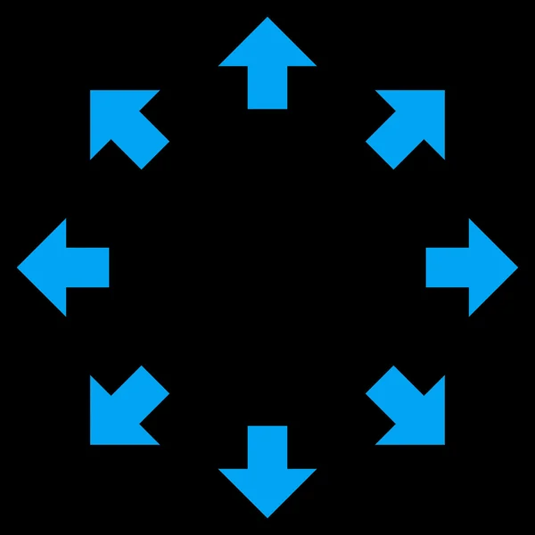 Flechas radiales Icono de vector plano — Vector de stock
