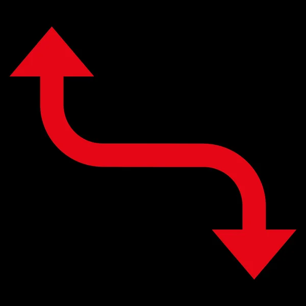 Ícone de vetor plano de seta de curvatura oposta — Vetor de Stock