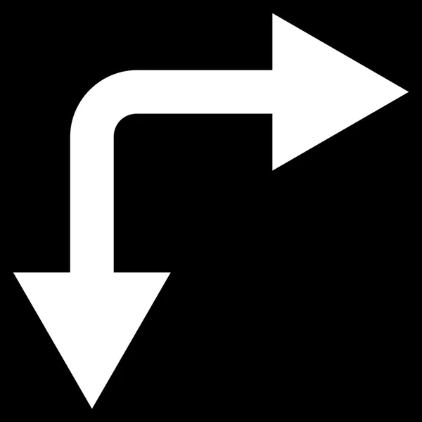 Rozwidlenia strzałka w prawo w dół płaski wektor ikona — Wektor stockowy