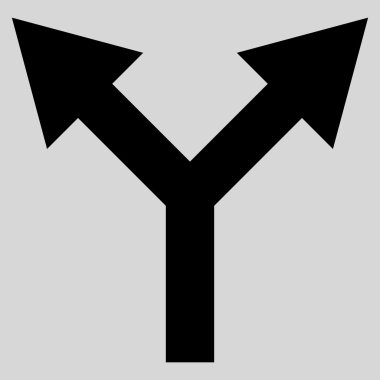 Düz vektör simge yukarı çatallanma ok