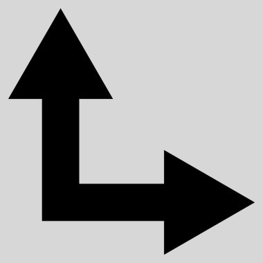 Bifurkasyon ok sağa yukarı düz vektör simgesi