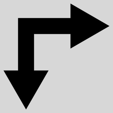 Bifurkasyon ok sağ aşağı düz vektör simgesi