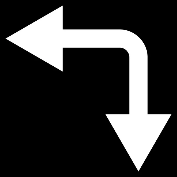 Gabelungspfeil links unten flaches Vektorsymbol — Stockvektor