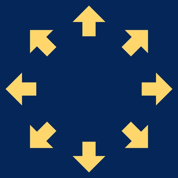 Flèches radiales Icône vectorielle plate — Image vectorielle