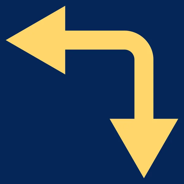 Bifurcation Arrow Left Down Flat Vector Icon — Stock Vector