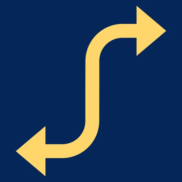 Символ плоского вектора стрелы напротив изгиба — стоковый вектор