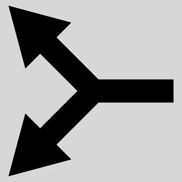 Бифуркационная стрелка левой плоской векторной иконы — стоковый вектор