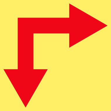 Bifurkasyon ok sağ aşağı düz vektör simgesi