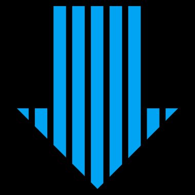 Düz vektör simgesi aşağı çizgili ok