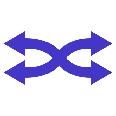 Shuffle okları yatay düz vektör simgesi