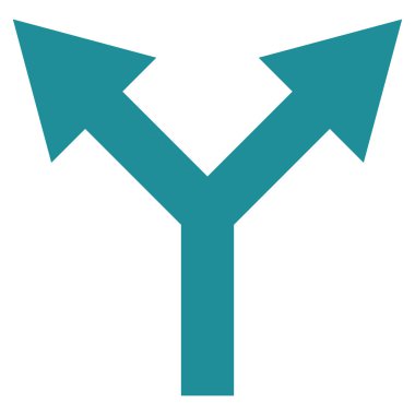 Düz vektör simge yukarı çatallanma ok