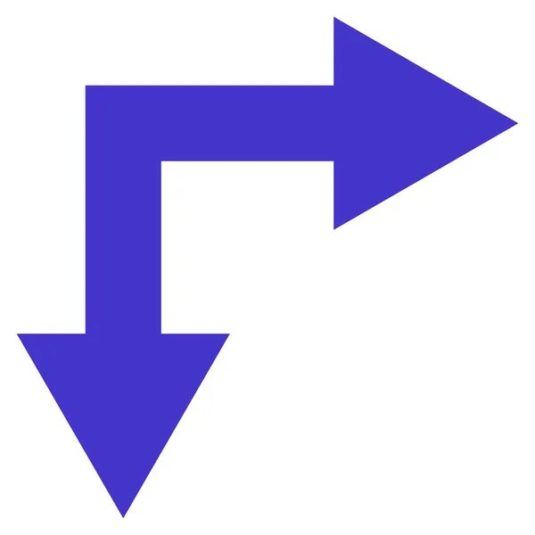 Бифуркационная стрелка вправо вниз плоская векторная икона — стоковый вектор