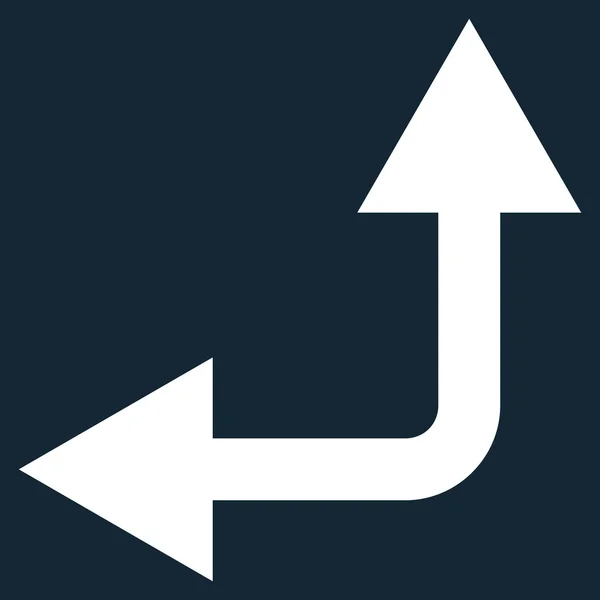 Gabelungspfeil links oben flaches Vektorsymbol — Stockvektor