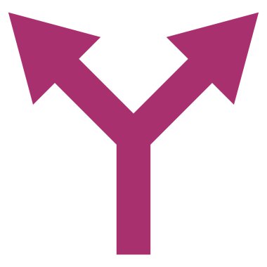 Düz vektör simge yukarı çatallanma ok