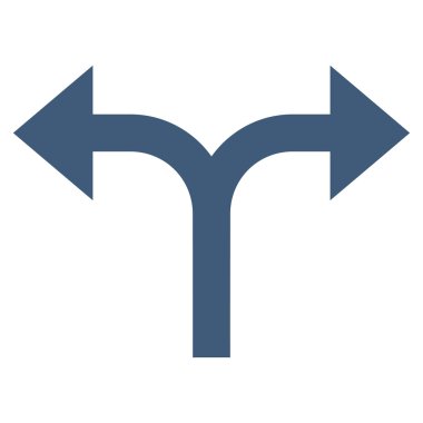 Bifurkasyon oklar sol düz vektör simgesi sağ