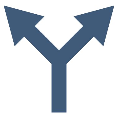 Düz vektör simge yukarı çatallanma ok