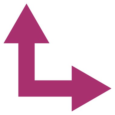 Bifurkasyon ok sağa yukarı düz vektör simgesi