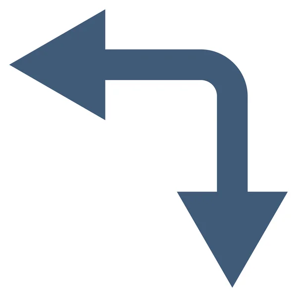 Flèche de bifurcation gauche vers le bas Icône vectorielle plate — Image vectorielle