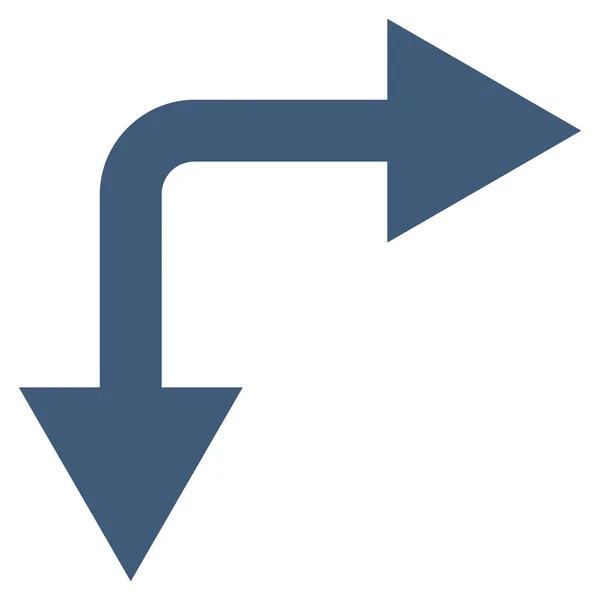 平面ベクトルのアイコンの右下の分岐の矢印 — ストックベクタ