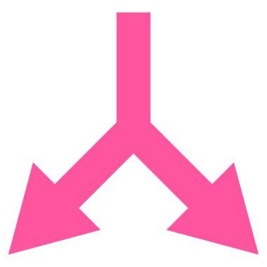 Bifurkasyon ok aşağı düz vektör simgesi