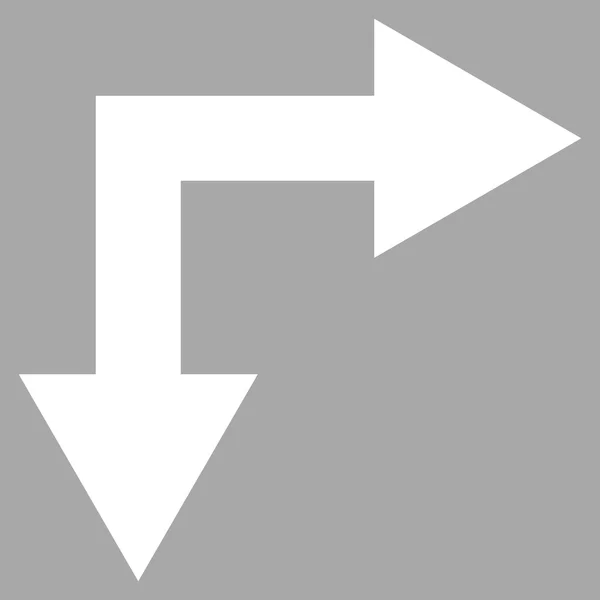 Біфуркаційна стрілка Стрілка праворуч вниз плоска векторна піктограма — стоковий вектор