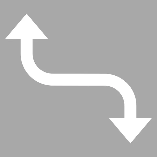 Flecha de curvatura oposta Pictograma vetorial plano — Vetor de Stock