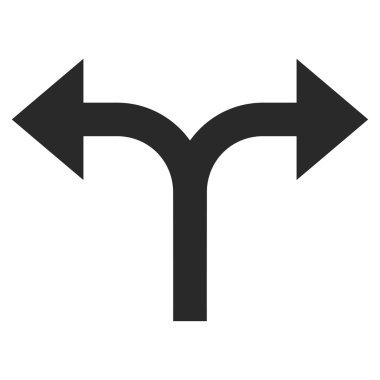 Çatallama Okları Sol Sağ Düz Vektör Sembolü