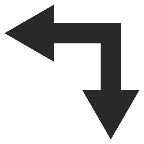 Bifurcação Seta esquerda para baixo Símbolo vetorial plana —  Vetores de Stock