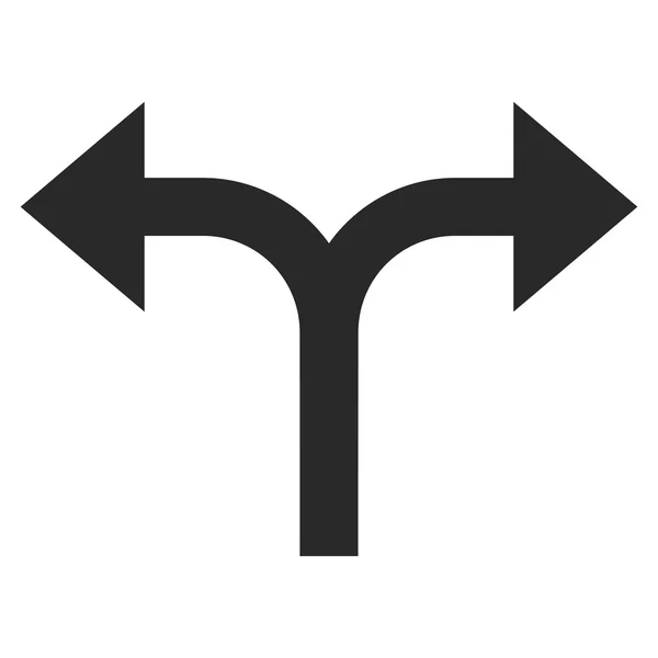 Bifurcation strzałki lewo prawo płaskie wektor symbol — Wektor stockowy