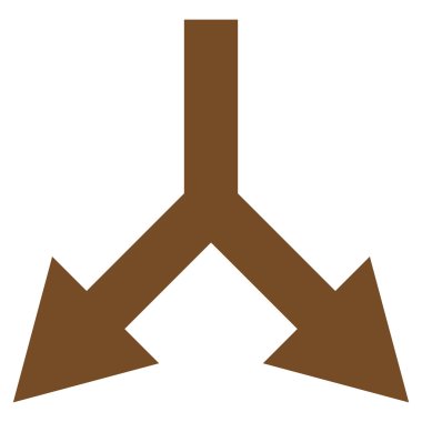 Bifurkasyon ok aşağı düz vektör simgesi