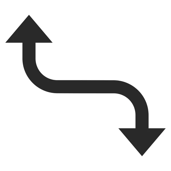 Flecha de curva opuesta Símbolo vectorial plano — Vector de stock