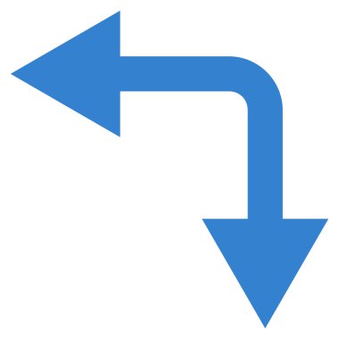 Düz vektör simgesi sol çatallanma ok